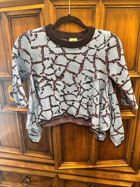 Opening Ceremony Crackle Knit Asymmetric Cropped Sweater